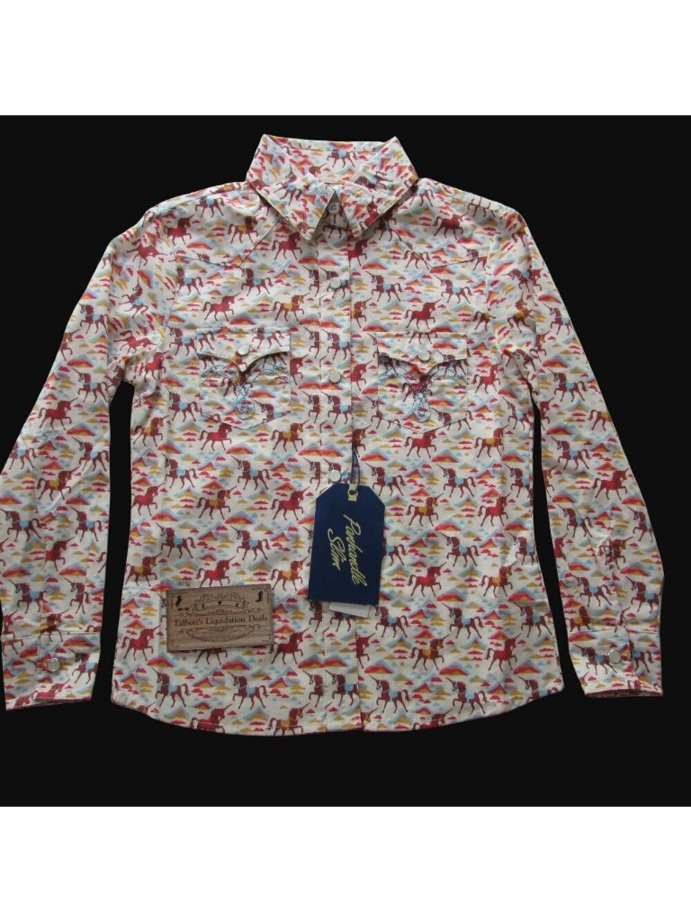 Panhandle Slim Girl's Long Sleeve Unicorn Print Snap Shirt